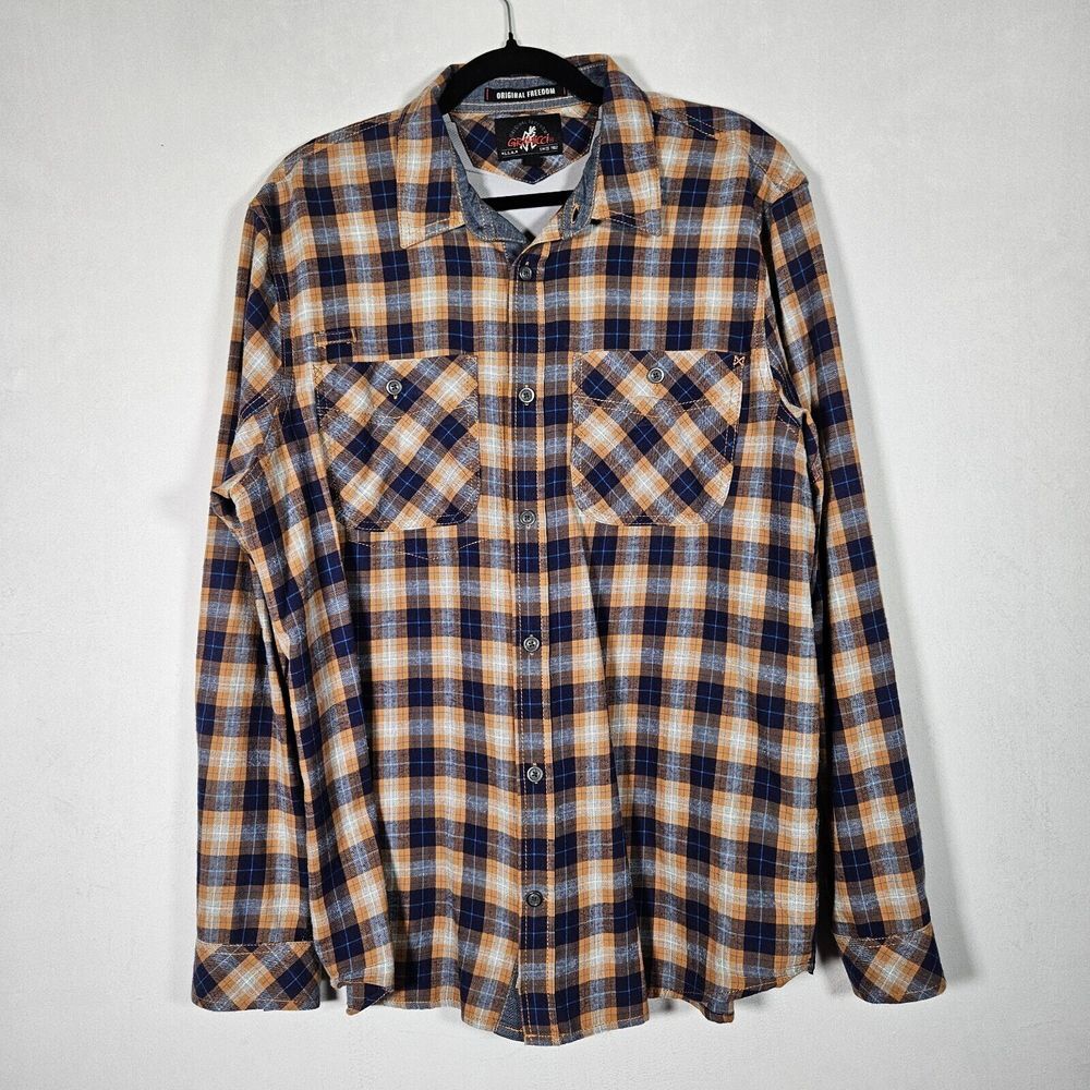 Gramicci Mens L Stance Multicolor Plaid Flannel Button Up L/S‎ Hike Lightweight